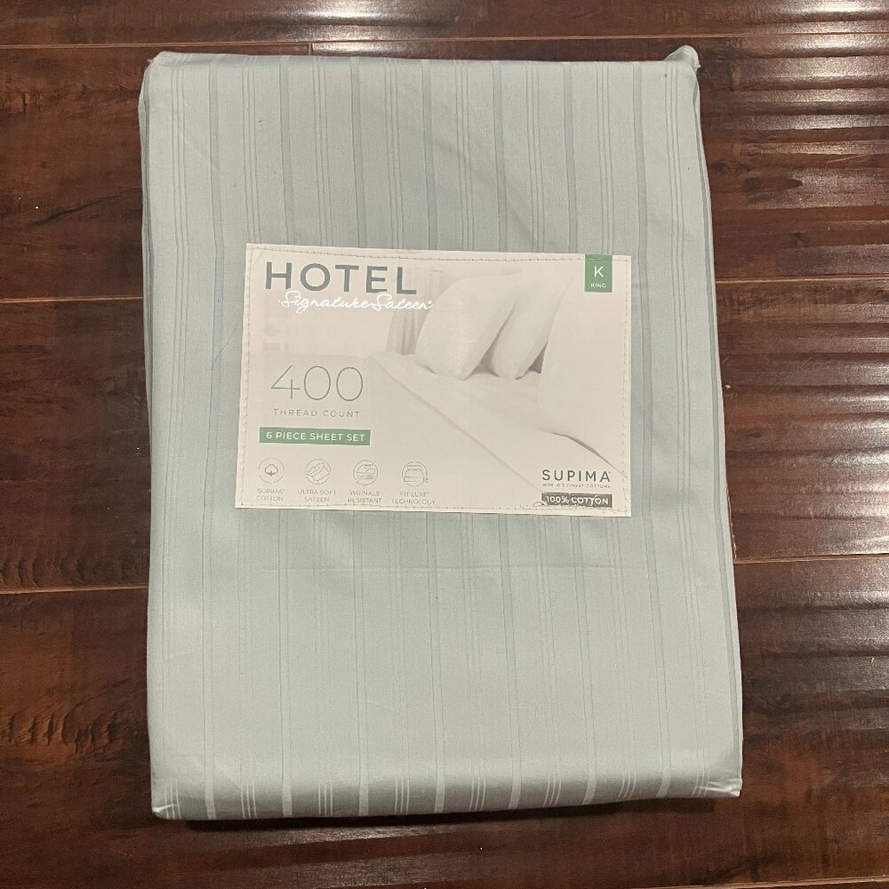 Hotel Signature 400 Thread Count Supima Cotton 6-piece Sheet Set - Pearl Blue